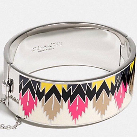 COACH Enamel Hawk Feather Hinged Bracelet